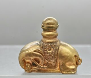 Spectacular Antique Chinese Heavily Gilded Reclining Elephant Snuff Bottle c1880 8