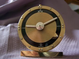 Vintage Cyma Sonomatic Brass Braille Alarm Clock 16 Jewels Swiss Made 1957 Rare
