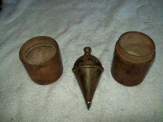 Large 3,  Pound Antique Brass Plumb Bob With Very Unique Box