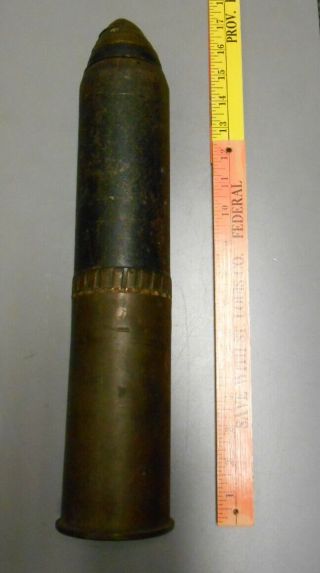 75mm Scovill Howitzer Shrapnel Shell And Casing W/ Timer Tip Empty & Inert 1902