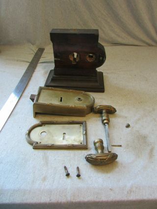 Rare Antique Brass Deadbolt Salesman Sample St France Ribbon & Reed Door Lock