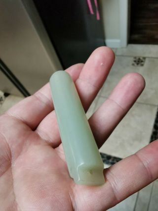 From Old Estate Chinese Ming Qing White Jade Ling Guan Tube Pedent Asian China 10