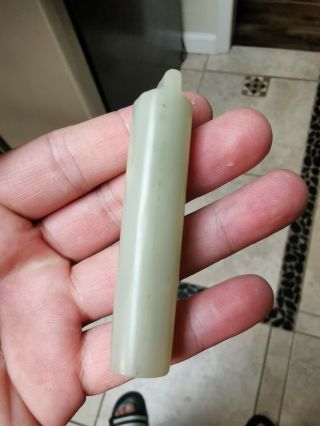 From Old Estate Chinese Ming Qing White Jade Ling Guan Tube Pedent Asian China 2