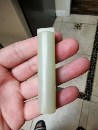 From Old Estate Chinese Ming Qing White Jade Ling Guan Tube Pedent Asian China 3