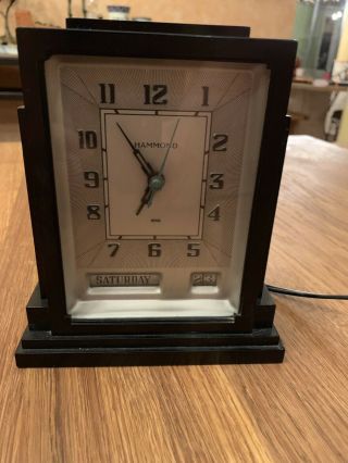 Vintage 1930s Hammond Art Deco " Skyscraper " Old Antique Black Bakelite Clock