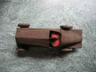 RARE ANTIQUE EARLY BOAT TAIL RACING CAR TIN WIND UP TOY BIG TINPLATE GERMANY ? 11