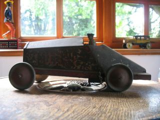 Rare Antique Early Boat Tail Racing Car Tin Wind Up Toy Big Tinplate Germany ?