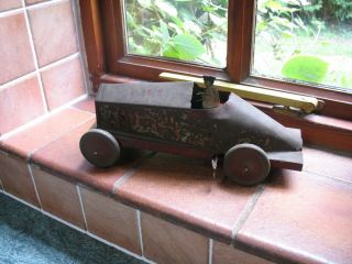 RARE ANTIQUE EARLY BOAT TAIL RACING CAR TIN WIND UP TOY BIG TINPLATE GERMANY ? 4