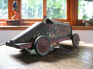 RARE ANTIQUE EARLY BOAT TAIL RACING CAR TIN WIND UP TOY BIG TINPLATE GERMANY ? 7