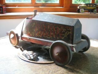 RARE ANTIQUE EARLY BOAT TAIL RACING CAR TIN WIND UP TOY BIG TINPLATE GERMANY ? 8