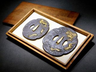 DAISHO Dragon TSUBA for Katana & Wakizashi Japanese Edo Koshirae Antique 2