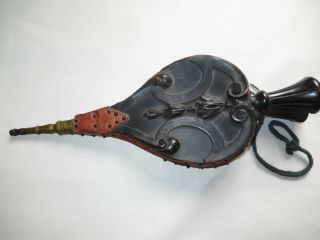 19th Century Antique Hand Carved Fireplace Bellows