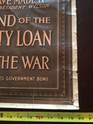 Antique WWI War Bond Poster “The Time Has Come” President Wilson RARE 7