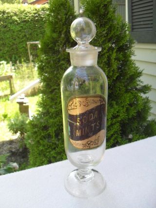 Wr Warner Apothecary Gilt Under Glass Soda Mints Bottle