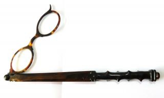 Victorian Antique Faux Tortoiseshell Lorgnette Folding Opera Eye Glasses Vtg