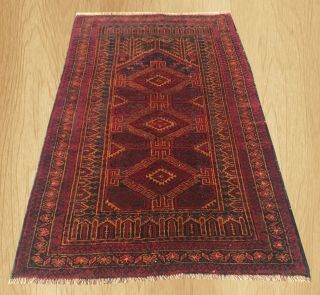 Authentic Hand Knotted Vintage Afghan Taimani Balouch Wool Area Rug 4 X 3 Ft