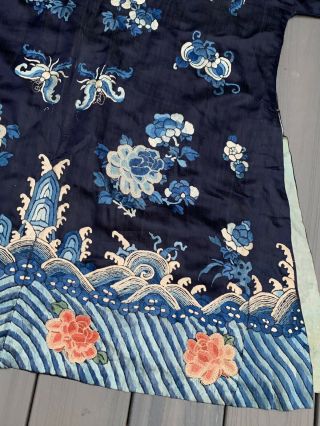 Antique Chinese Silk Embroidery Robe with Floral Designs 11