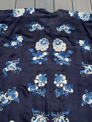 Antique Chinese Silk Embroidery Robe with Floral Designs 12