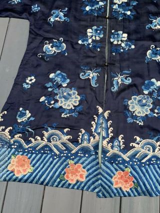 Antique Chinese Silk Embroidery Robe with Floral Designs 2