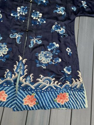 Antique Chinese Silk Embroidery Robe with Floral Designs 3