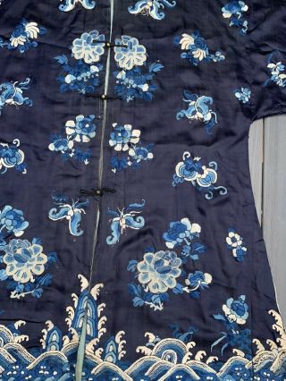 Antique Chinese Silk Embroidery Robe with Floral Designs 4