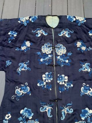 Antique Chinese Silk Embroidery Robe with Floral Designs 5