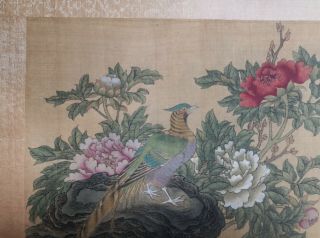 19 C Antique Chinese Silk Painting Bird and Flower Qing Dynasty 4