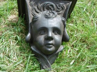 19thc MAHGOANY CARVED HEAD OF A WINGED CHERUB WITH SHELF OVER C.  1860 ' s 3