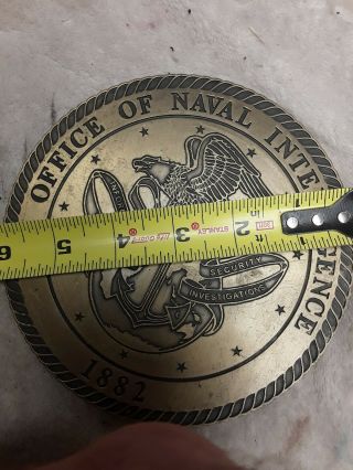 Usn Us Navy Office Of Naval Intelligence Large Brass Wall Sign.  Authentic