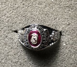 Ladies U.  S.  Marine Corps Ring By Jostens With Stone,  Size 4.  5