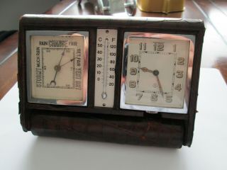 Vintage Jaeger Lecoultre 8 Day Travel/desk Weather Station Clock - - Rare