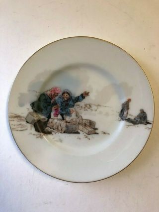 Antique Very Rare Russian Porcelain Plate By Kornilov After Design By Karazin