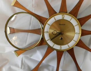 VINTAGE 50 S 60 S FORESTVILLE STARBURST WALL CLOCK MID CENTURY WALL HANGING 4