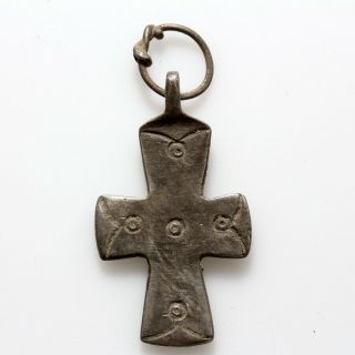 Museum Quality Byzantine Silver Christian Cross Pendant Circa 700 - 1000 Ad