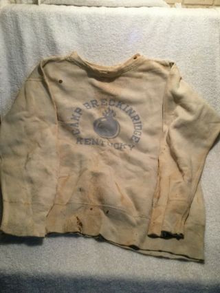 Vintage Sweatshirt Camp Breckinridge Kentucky Blue On Gray 1950s Worn by Soldier 2