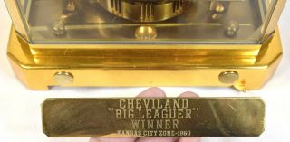 1960s LeCoultre & Cie Atmos Square Dial Shelf Clock 528 - 6 Chevrolet Prize Award 11