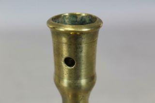 RARE 17TH C SPANISH BRASS CANDLESTICK BOLD SHAFT OCTAGONAL BASE GREAT OLD COLOR 6