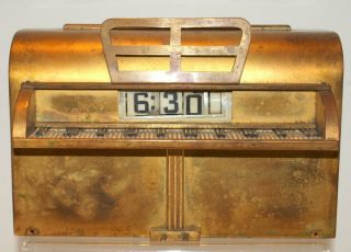 Very Rare Piano Brass Numechron Clock Onyx Novelty Deco C.  1930