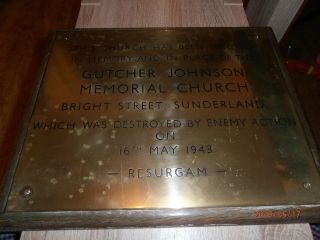 Rare Sunderland History - Large Brass Plaque Erection Of Methodist Church