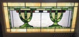 Antique Stained Leaded Glass Transom Window 42 " By 21 " Circa 1920