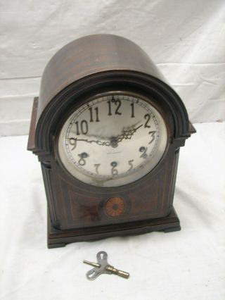 Antique Seth Thomas Wooden Wood Case Shelf/mantle Chime Clock W/key