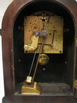 Antique Seth Thomas Wooden Wood Case Shelf/Mantle Chime Clock w/Key 6
