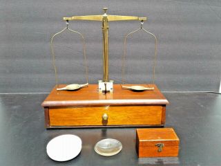 Antique Henry Troemner Apothecary Or Gold Mining Balance Scale With Weights