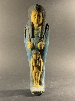 Very Large Ancient Egyptian Shabti With Colour & Featuring Isis Circa 850 - 332bce