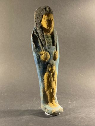 VERY LARGE ANCIENT EGYPTIAN SHABTI WITH COLOUR & FEATURING ISIS CIRCA 850 - 332BCE 2