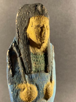 VERY LARGE ANCIENT EGYPTIAN SHABTI WITH COLOUR & FEATURING ISIS CIRCA 850 - 332BCE 9