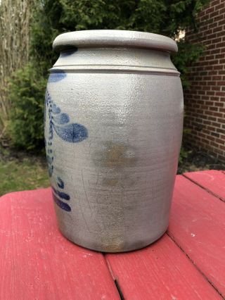 Antique Southwest PA Freehand Decorated Stoneware Crock - One Gallon Jar 3