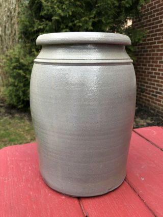 Antique Southwest PA Freehand Decorated Stoneware Crock - One Gallon Jar 4