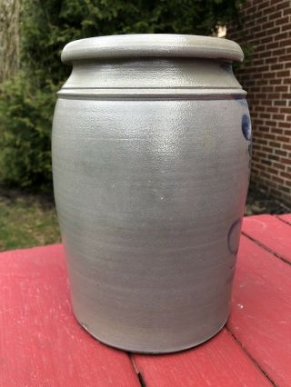 Antique Southwest PA Freehand Decorated Stoneware Crock - One Gallon Jar 5