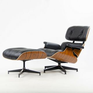 Herman Miller Eames Lounge Chair & Ottoman Palisander 670 671 Black Leather